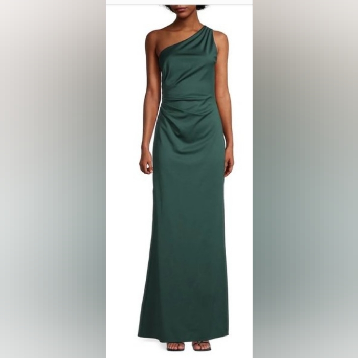 Sachin & Babi Elegant Green One-Shoulder Cece Gown